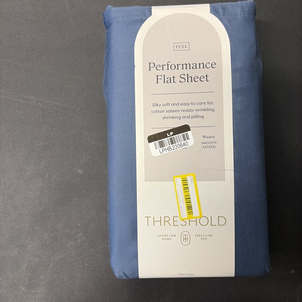 Full 400 Thread Count Performance Flat Sheet Metallic Blue Threshold Cotton 0585